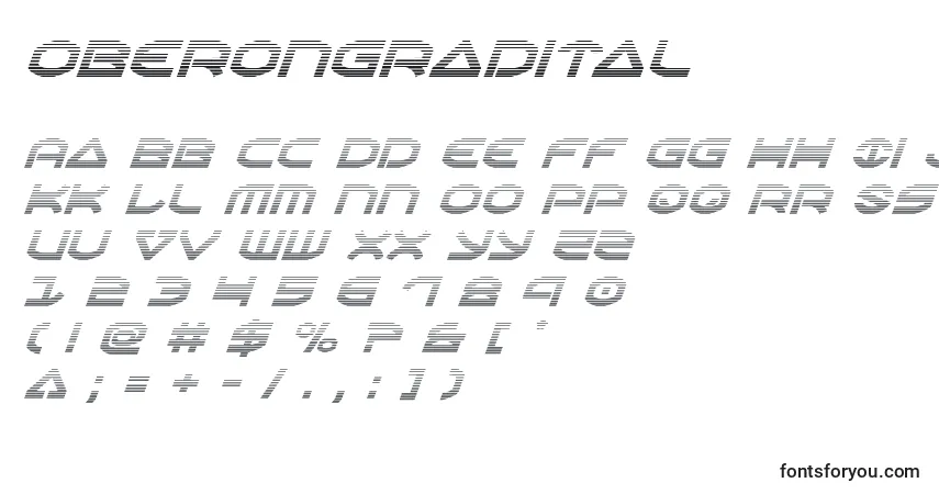 A fonte Oberongradital – alfabeto, números, caracteres especiais
