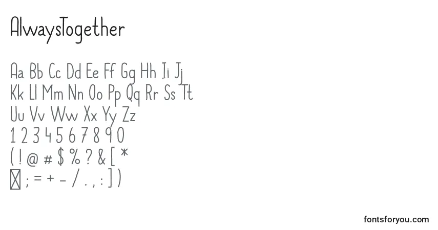 A fonte AlwaysTogether – alfabeto, números, caracteres especiais