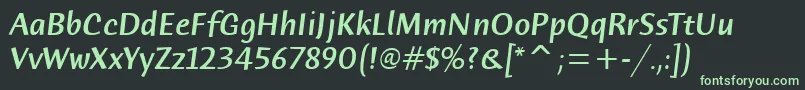 HumanaSansMdItcTtMediumita-fontti – vihreät fontit mustalla taustalla