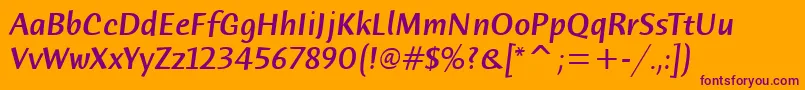 HumanaSansMdItcTtMediumita Font – Purple Fonts on Orange Background
