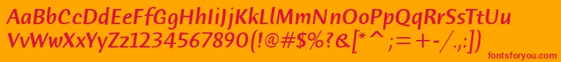 HumanaSansMdItcTtMediumita Font – Red Fonts on Orange Background