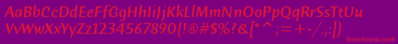 HumanaSansMdItcTtMediumita Font – Red Fonts on Purple Background