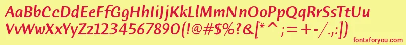 HumanaSansMdItcTtMediumita Font – Red Fonts on Yellow Background