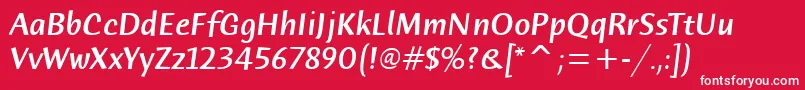 HumanaSansMdItcTtMediumita Font – White Fonts on Red Background