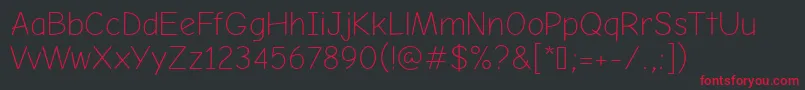 ComicNeueAngularLight Font – Red Fonts on Black Background