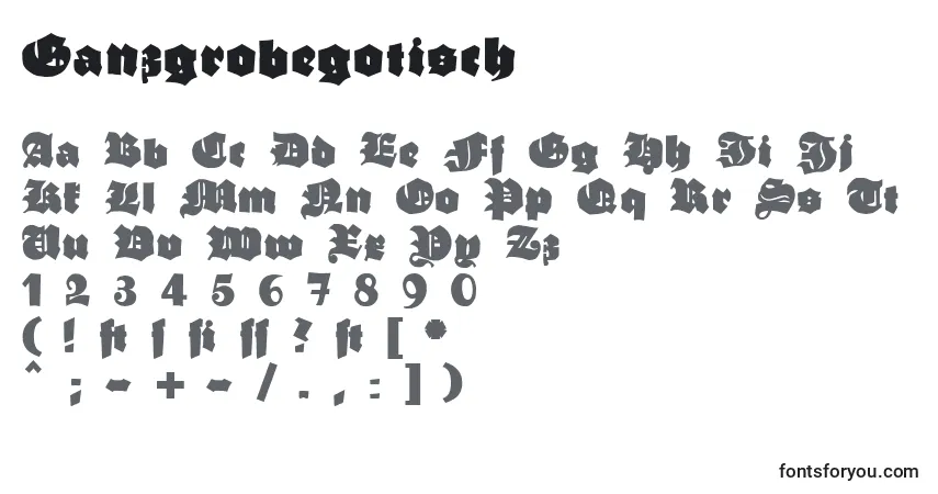 Ganzgrobegotisch (75146)-fontti – aakkoset, numerot, erikoismerkit