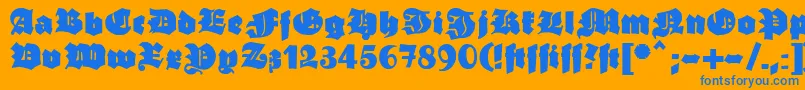 Ganzgrobegotisch Font – Blue Fonts on Orange Background