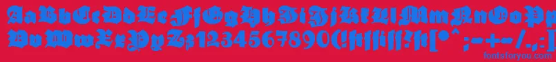 Ganzgrobegotisch Font – Blue Fonts on Red Background