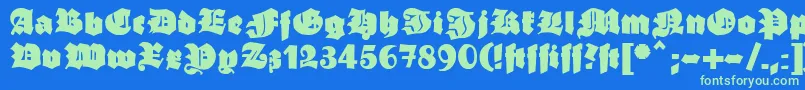 Ganzgrobegotisch Font – Green Fonts on Blue Background