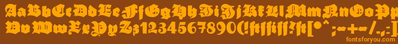 Ganzgrobegotisch Font – Orange Fonts on Brown Background
