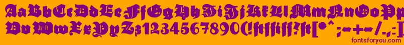 Ganzgrobegotisch-fontti – violetit fontit oranssilla taustalla