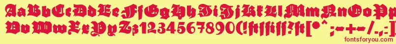 Ganzgrobegotisch Font – Red Fonts on Yellow Background