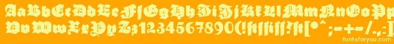 Ganzgrobegotisch Font – Yellow Fonts on Orange Background