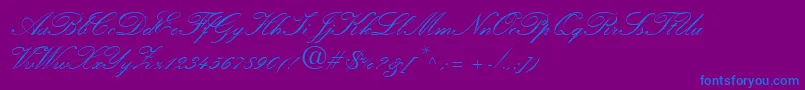 HeatherScriptTwo Font – Blue Fonts on Purple Background