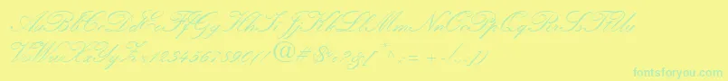 HeatherScriptTwo Font – Green Fonts on Yellow Background