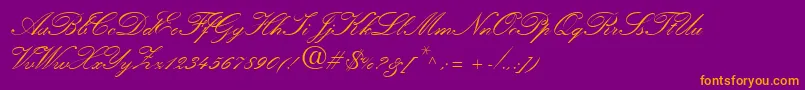 HeatherScriptTwo Font – Orange Fonts on Purple Background