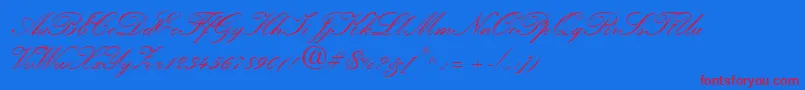 HeatherScriptTwo Font – Red Fonts on Blue Background