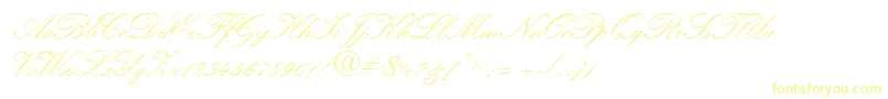 HeatherScriptTwo-Schriftart – Gelbe Schriften auf weißem Hintergrund