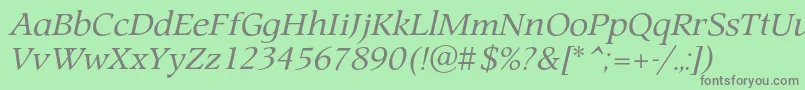 ProspectcItalic-Schriftart – Graue Schriften auf grünem Hintergrund