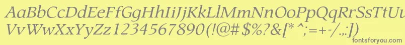 ProspectcItalic-Schriftart – Graue Schriften auf gelbem Hintergrund