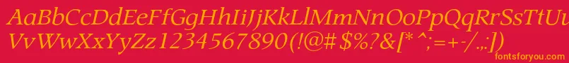 フォントProspectcItalic – 赤い背景にオレンジの文字