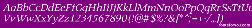 ProspectcItalic-Schriftart – Weiße Schriften auf violettem Hintergrund