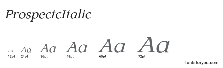 Размеры шрифта ProspectcItalic