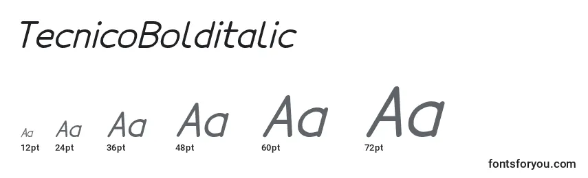 Размеры шрифта TecnicoBolditalic