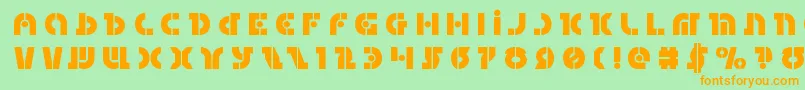 フォントQuestloktitle – オレンジの文字が緑の背景にあります。