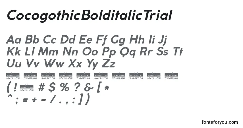 CocogothicBolditalicTrialフォント–アルファベット、数字、特殊文字