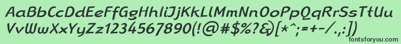 フォントLinotypeRanaMediumItalic – 緑の背景に黒い文字