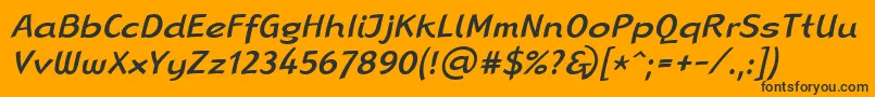 フォントLinotypeRanaMediumItalic – 黒い文字のオレンジの背景
