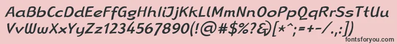 フォントLinotypeRanaMediumItalic – ピンクの背景に黒い文字