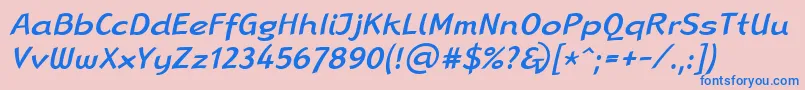 LinotypeRanaMediumItalic-fontti – siniset fontit vaaleanpunaisella taustalla