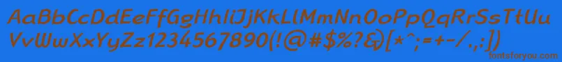 Fonte LinotypeRanaMediumItalic – fontes marrons em um fundo azul