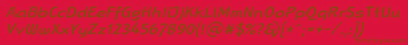 Fonte LinotypeRanaMediumItalic – fontes marrons em um fundo vermelho