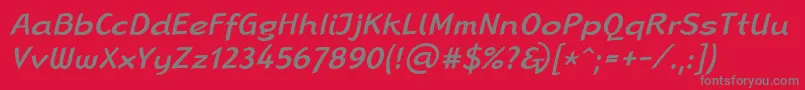 LinotypeRanaMediumItalic-Schriftart – Graue Schriften auf rotem Hintergrund