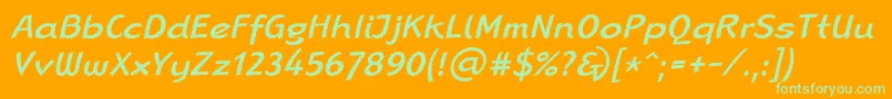 フォントLinotypeRanaMediumItalic – オレンジの背景に緑のフォント