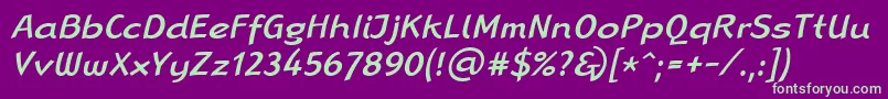Czcionka LinotypeRanaMediumItalic – zielone czcionki na fioletowym tle