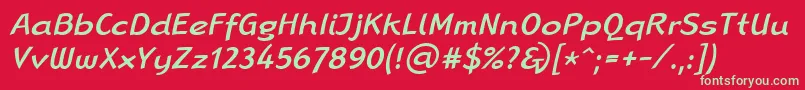 LinotypeRanaMediumItalic Font – Green Fonts on Red Background