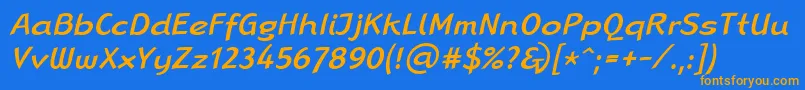 LinotypeRanaMediumItalic-fontti – oranssit fontit sinisellä taustalla