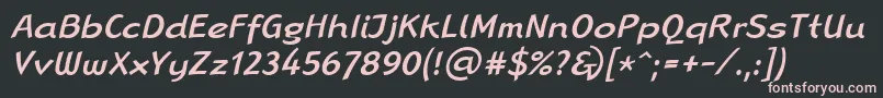 フォントLinotypeRanaMediumItalic – 黒い背景にピンクのフォント