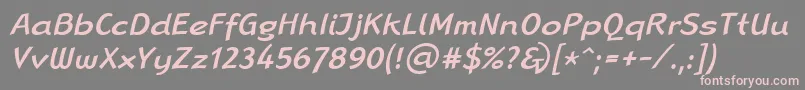 フォントLinotypeRanaMediumItalic – 灰色の背景にピンクのフォント