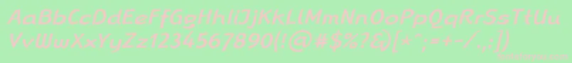 フォントLinotypeRanaMediumItalic – 緑の背景にピンクのフォント