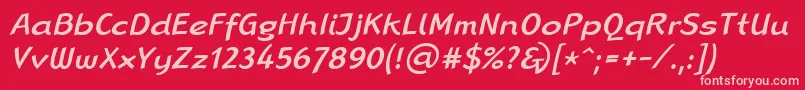 LinotypeRanaMediumItalic-Schriftart – Rosa Schriften auf rotem Hintergrund