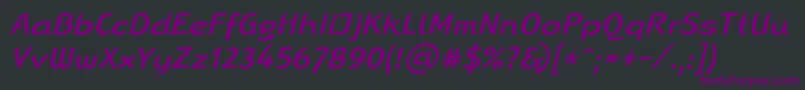 フォントLinotypeRanaMediumItalic – 黒い背景に紫のフォント