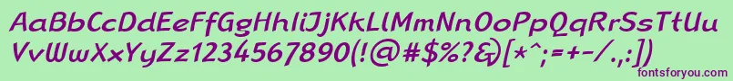 Czcionka LinotypeRanaMediumItalic – fioletowe czcionki na zielonym tle