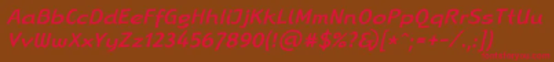 Czcionka LinotypeRanaMediumItalic – czerwone czcionki na brązowym tle