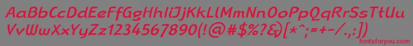 LinotypeRanaMediumItalic-Schriftart – Rote Schriften auf grauem Hintergrund
