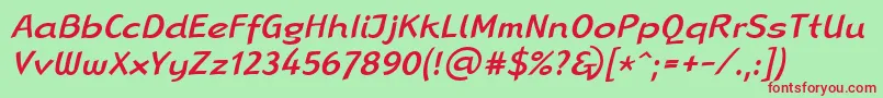 LinotypeRanaMediumItalic-fontti – punaiset fontit vihreällä taustalla